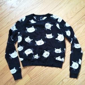 Forever 21 Kitty Cat Cropped Sweater